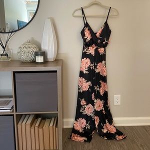 Missguided Floral Strappy Jumpsuit